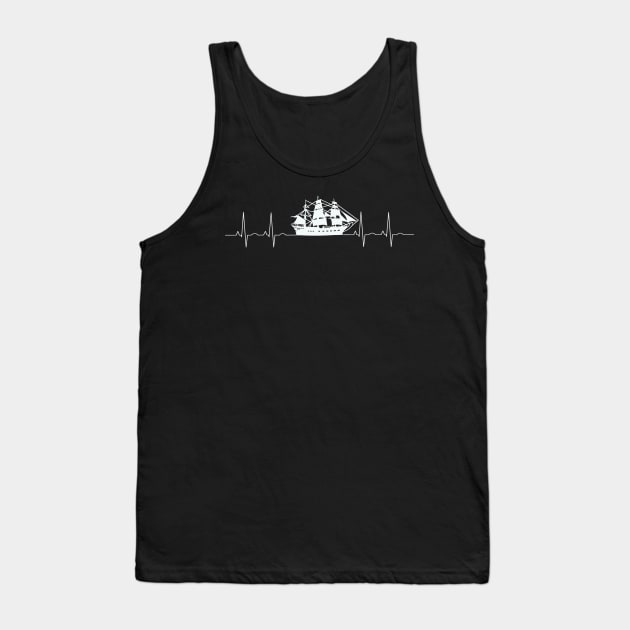 Pirate Ship Pulse Waves Heartbeat EKG Tank Top by Sassee Designs